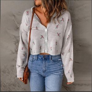 Floral Cropped Casual Cardigan- NWOT Size XL